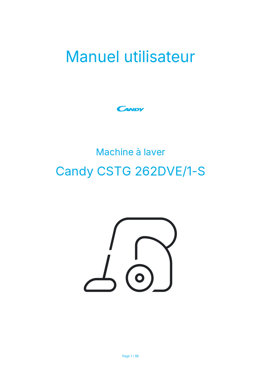 Page n°1 - Manuel utilisateur Candy CSTG 262DVE/1-S