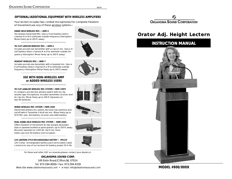 Page 1 de la notice Manuel utilisateur Oklahoma Sound Orator