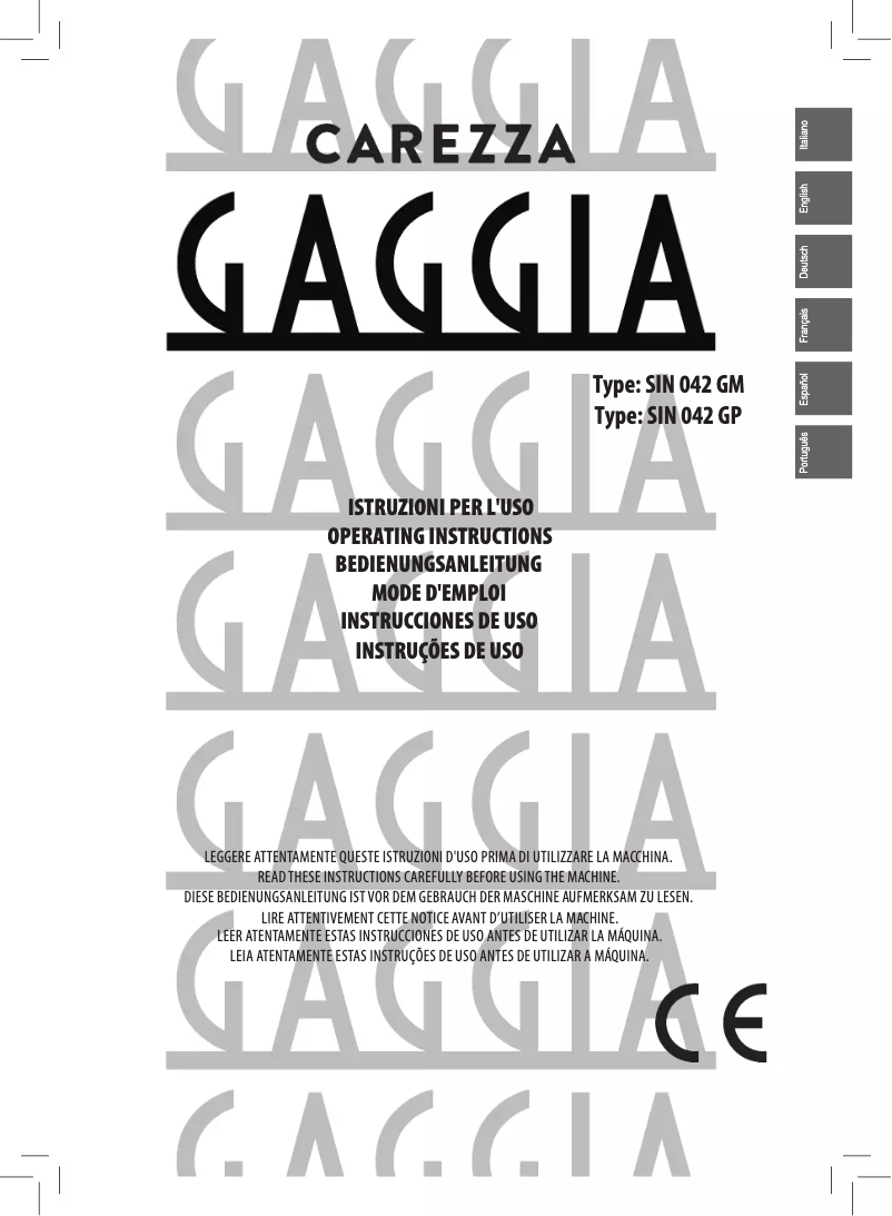 Page 1 de la notice Manuel utilisateur Gaggia Carezza Deluxe RI8525
