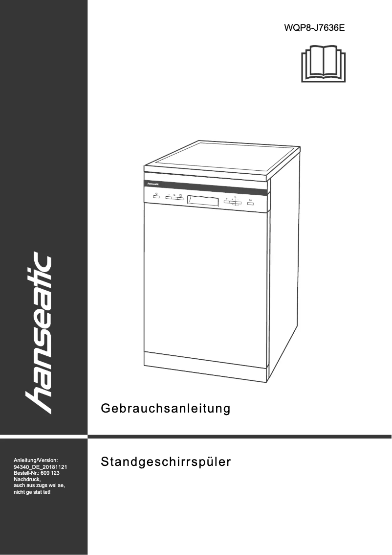 Page 1 de la notice Manuel utilisateur Hanseatic WQP8-J7636E