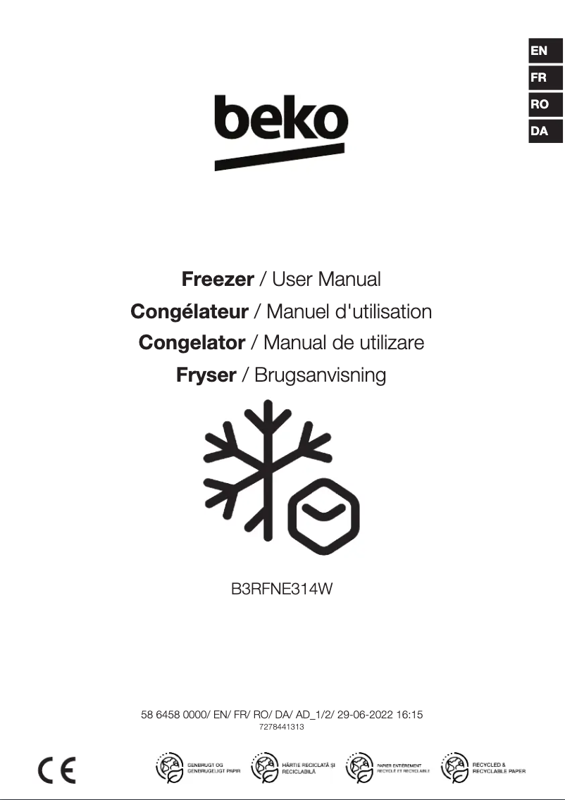 Page n°1 - Manuel utilisateur Beko B3RFNE314W