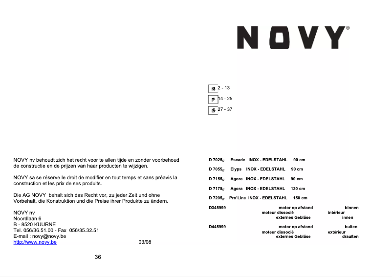 Page 1 de la notice Manuel utilisateur Novy D 7025/7