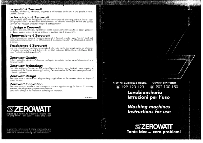 Page 1 de la notice Manuel utilisateur Zerowatt Professional 840 X UNI