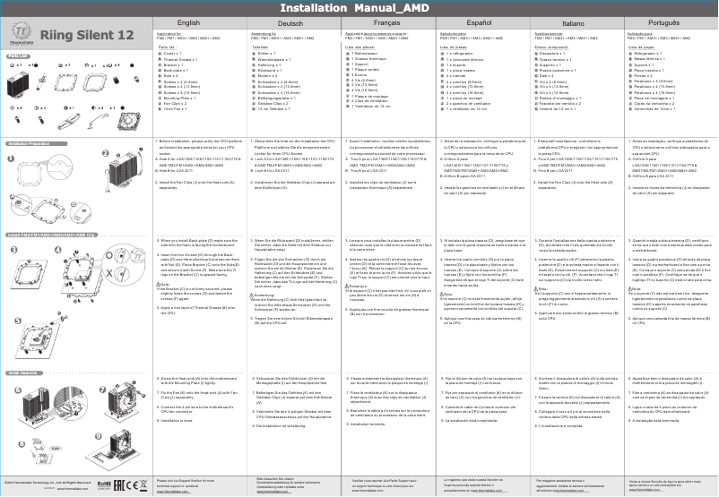 Page 1 de la notice Manuel utilisateur Thermaltake Riing Silent 12