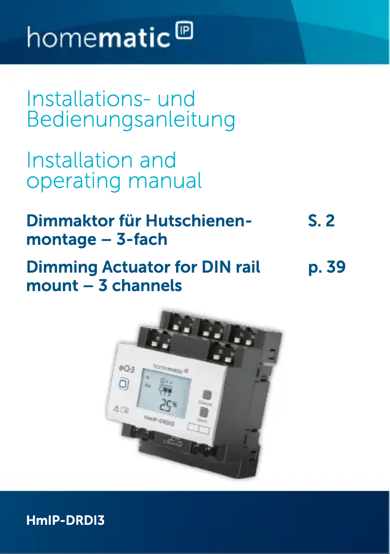 Page 1 de la notice Manuel utilisateur Homematic IP HmIP-DRDI3