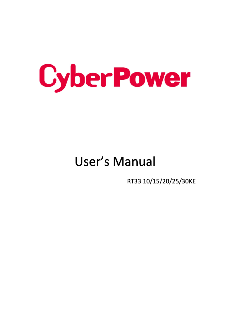 Page n°1 - Manuel utilisateur CyberPower RT33025KE