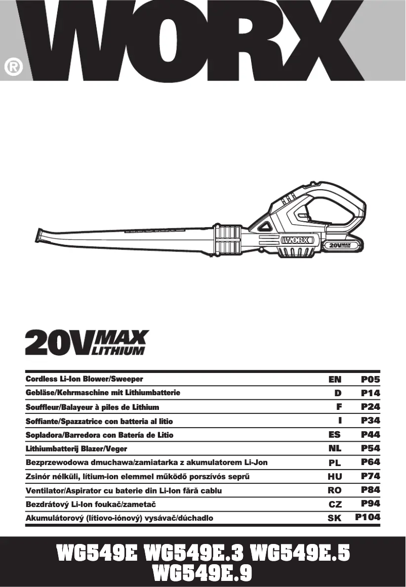 Page n°1 - Manuel utilisateur Worx WG594E