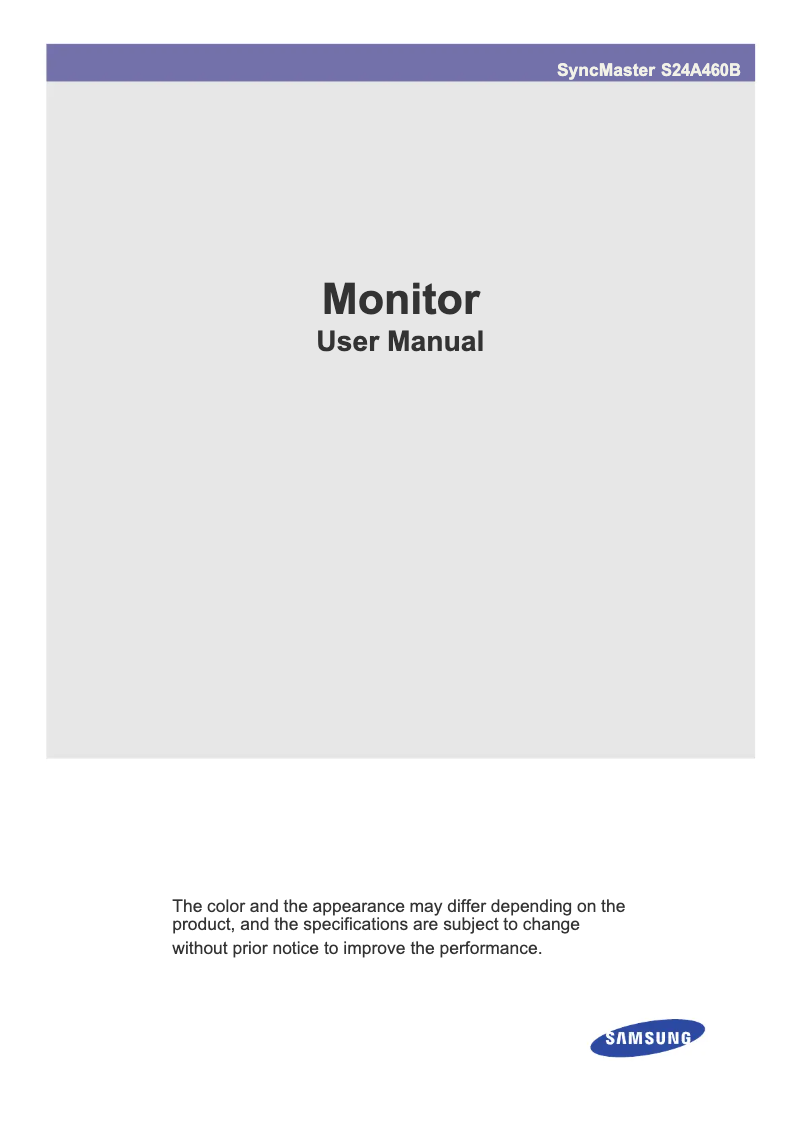 Page n°1 - Manuel utilisateur Samsung SyncMaster S24A460B