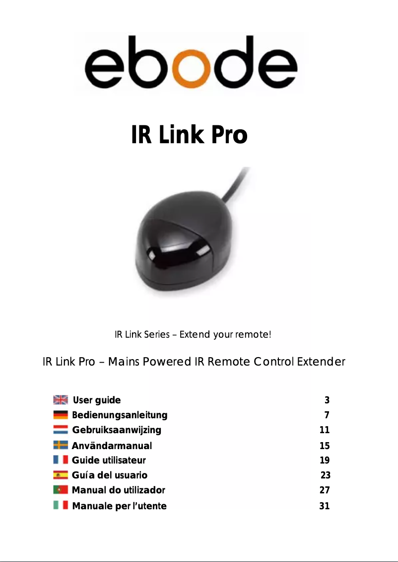 Image de la première page du manuel de l'appareil IR Link Pro