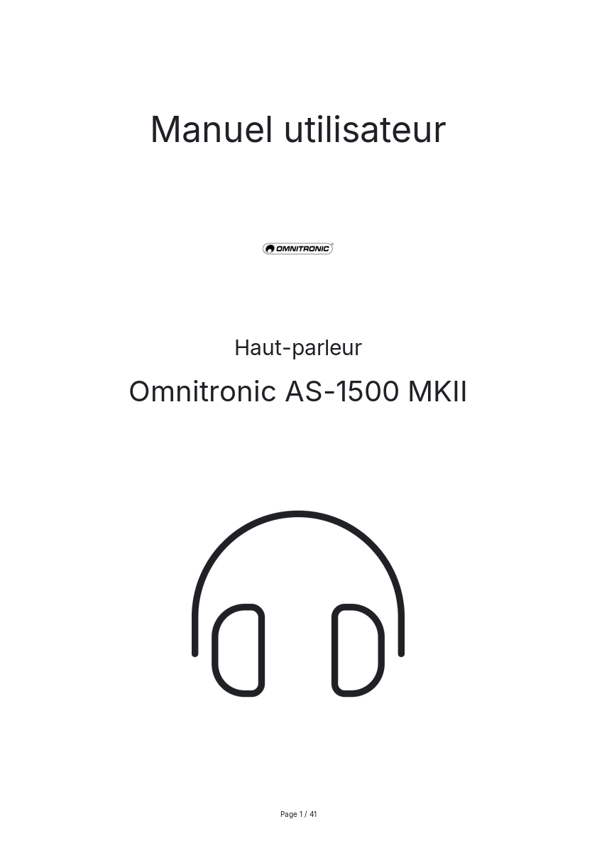 Page n°1 - Manuel utilisateur Omnitronic AS-1500 MKII