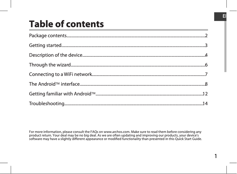 Page n°1 - Manuel utilisateur Archos T101