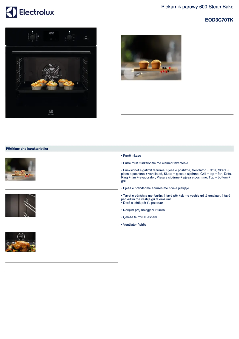 Page n°1 - Fiche technique Electrolux EOD3C70TK