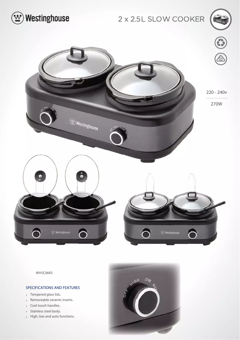 Page 1 de la notice Fiche technique Westinghouse WHSC06KS