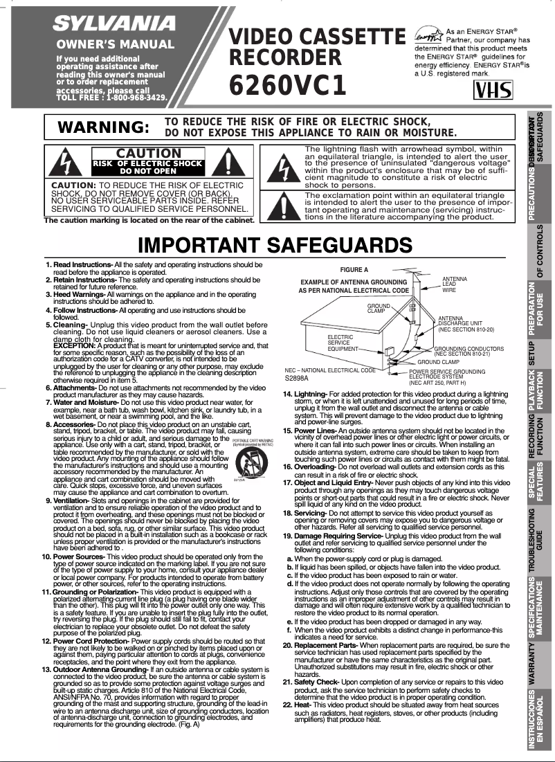 Page 1 de la notice Manuel utilisateur Sylvania 6260VC1