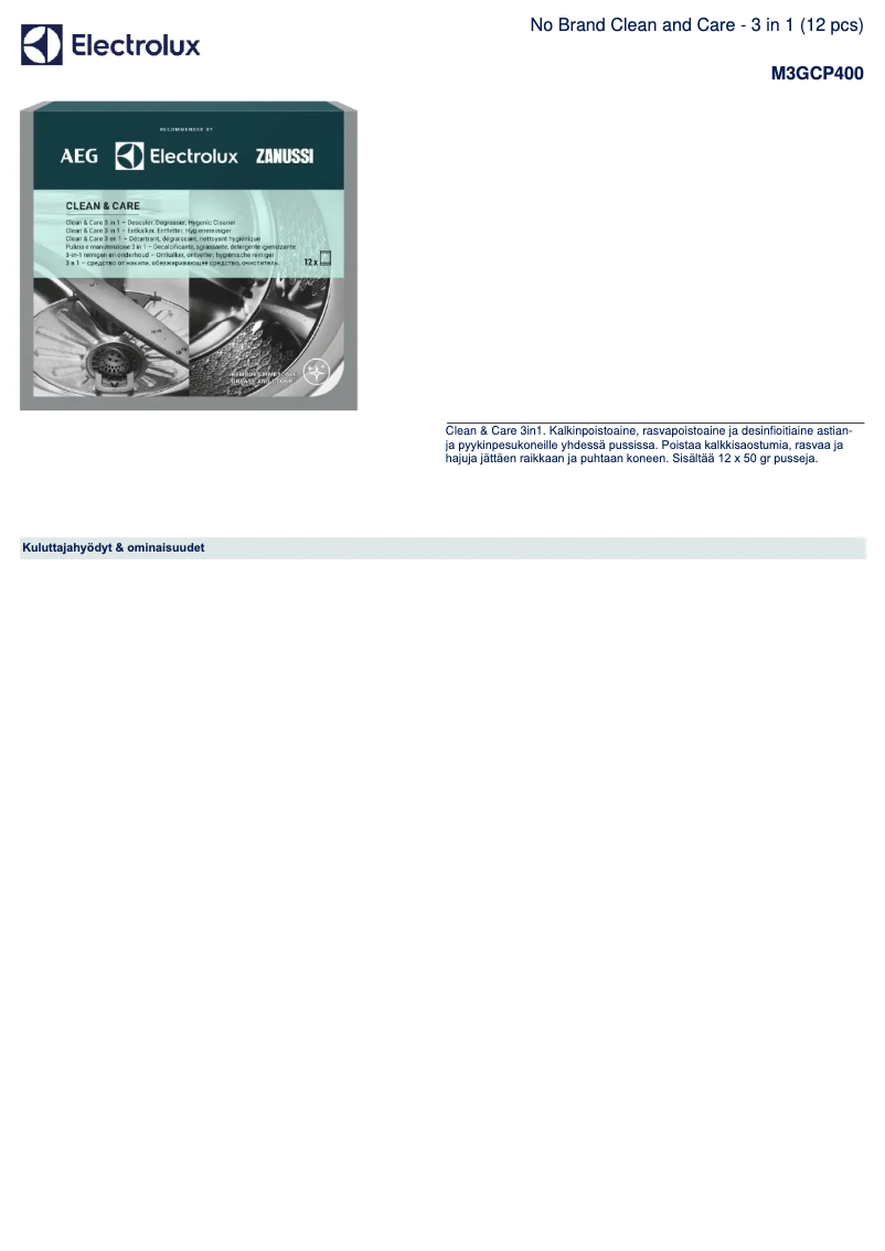 Page n°1 - Brochure Electrolux M3GCP400
