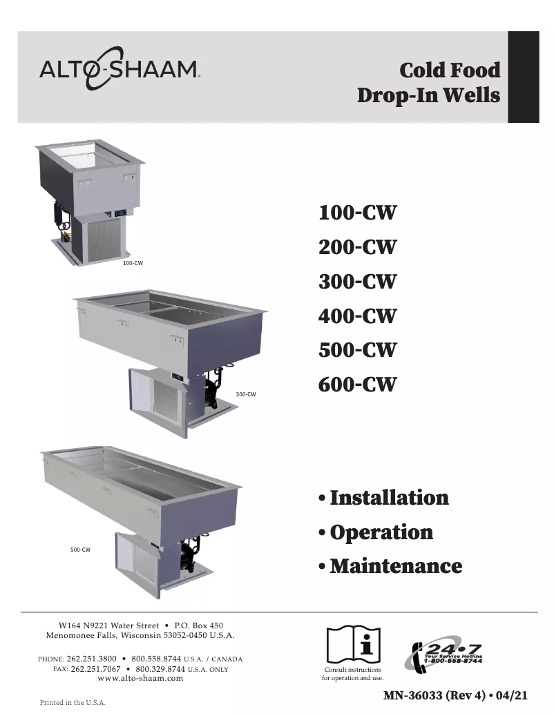 Page n°1 - Manuel utilisateur Alto-Shaam 600-CW
