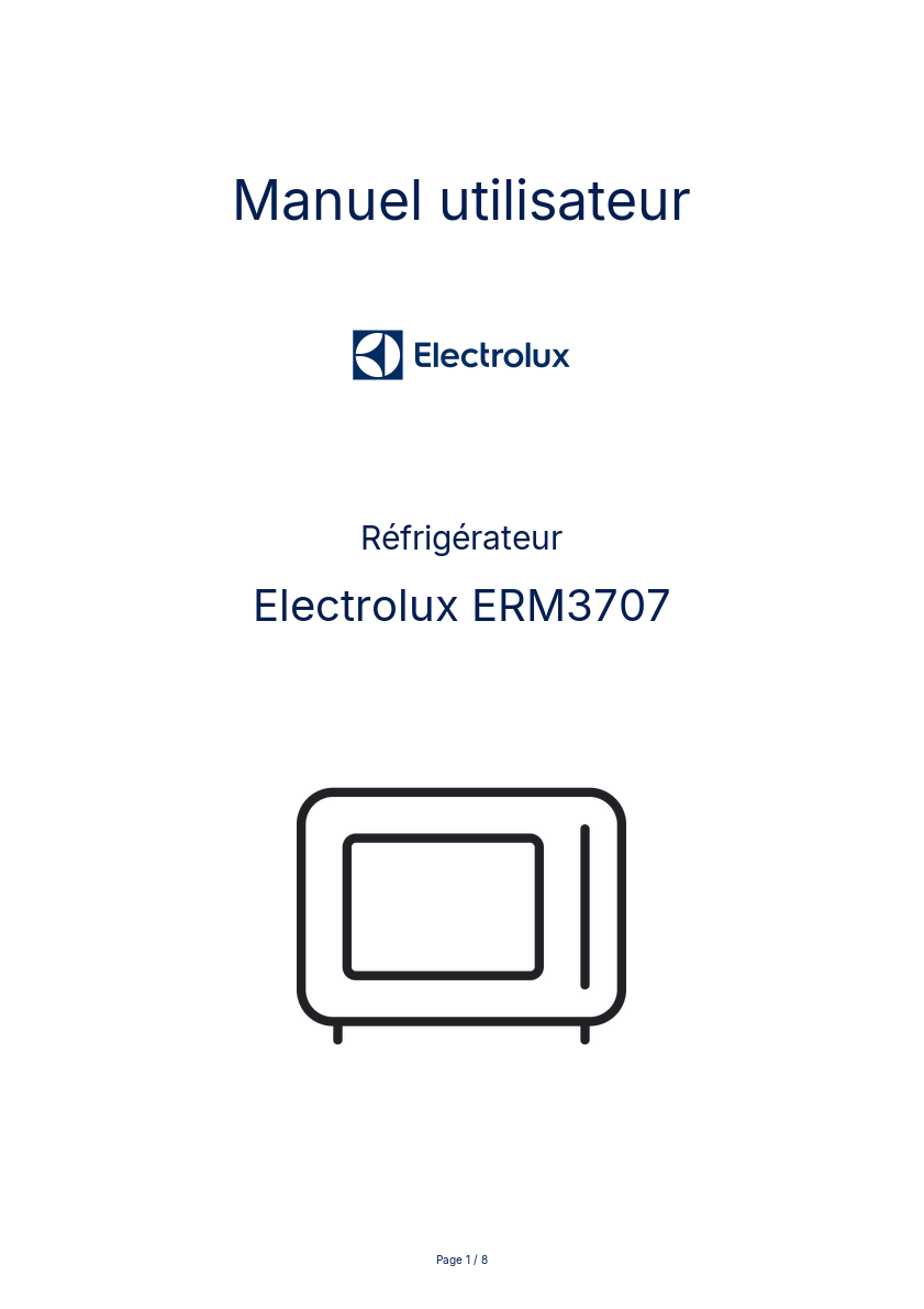 Page n°1 - Manuel utilisateur Electrolux ERM3707