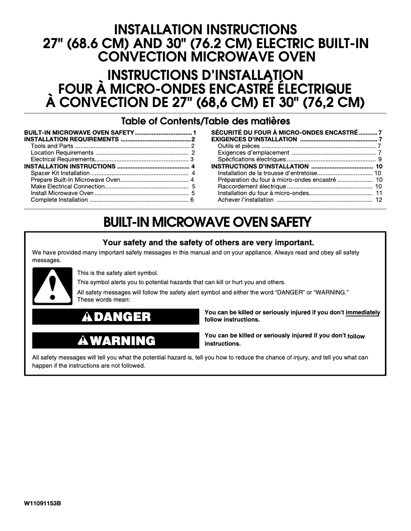 Page 1 de la notice Guide d'installation KitchenAid KMBP100EBS