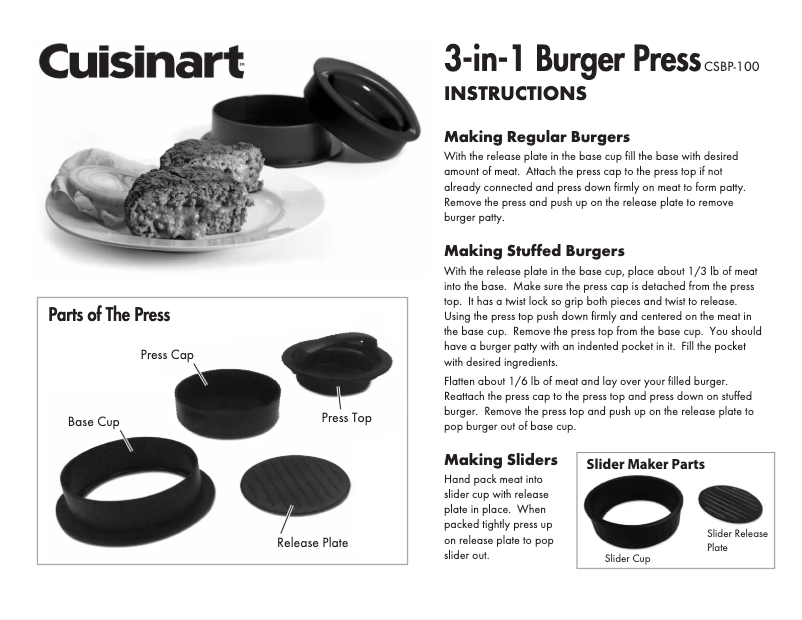 Page 1 de la notice Manuel utilisateur Cuisinart CSBP-100