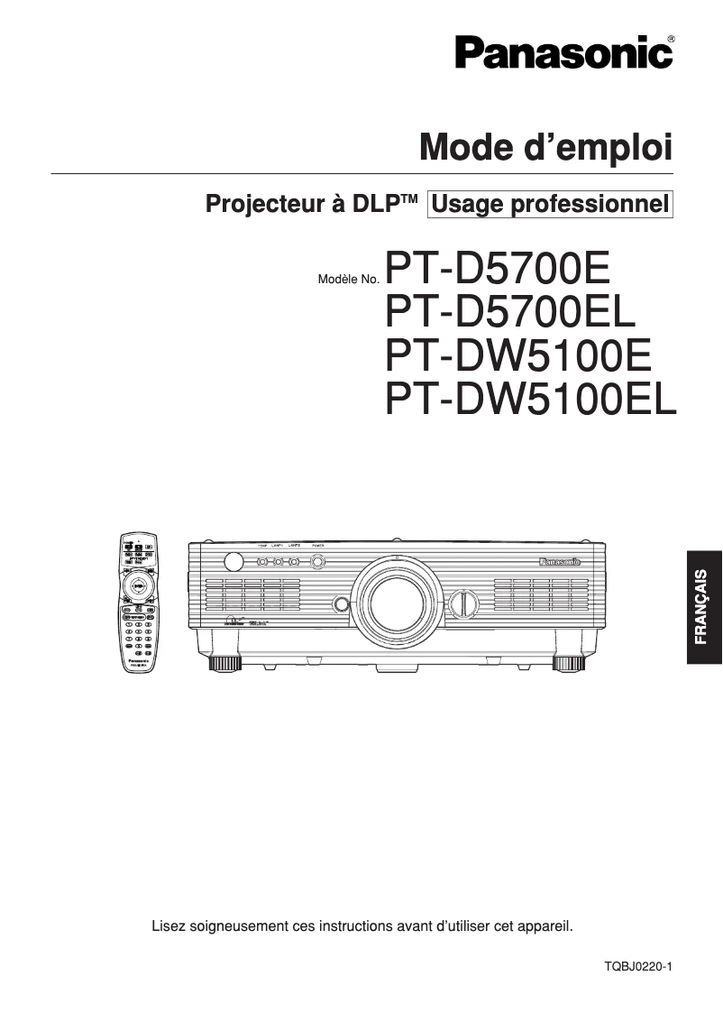 First page image of the manual for PT-DW5100EL