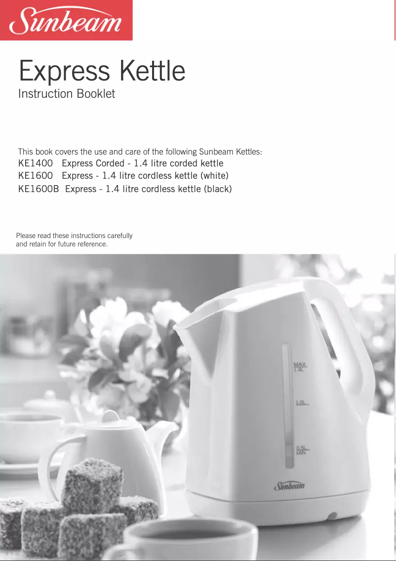 Page 1 de la notice Manuel utilisateur Sunbeam KE1600