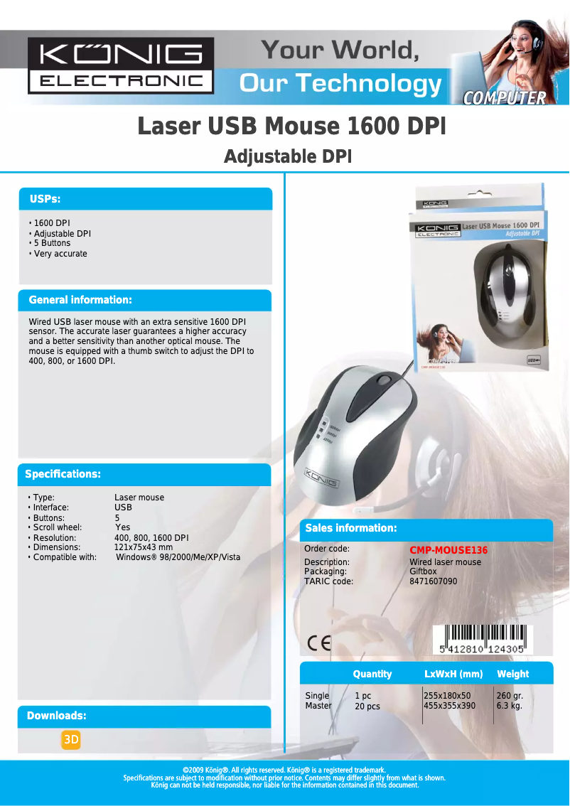 Image de la première page du manuel de l'appareil CMP-MOUSE136