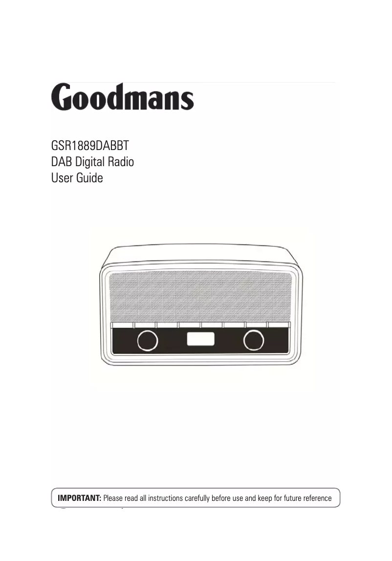 Page 1 de la notice Manuel utilisateur Goodmans GSR1889DABBT