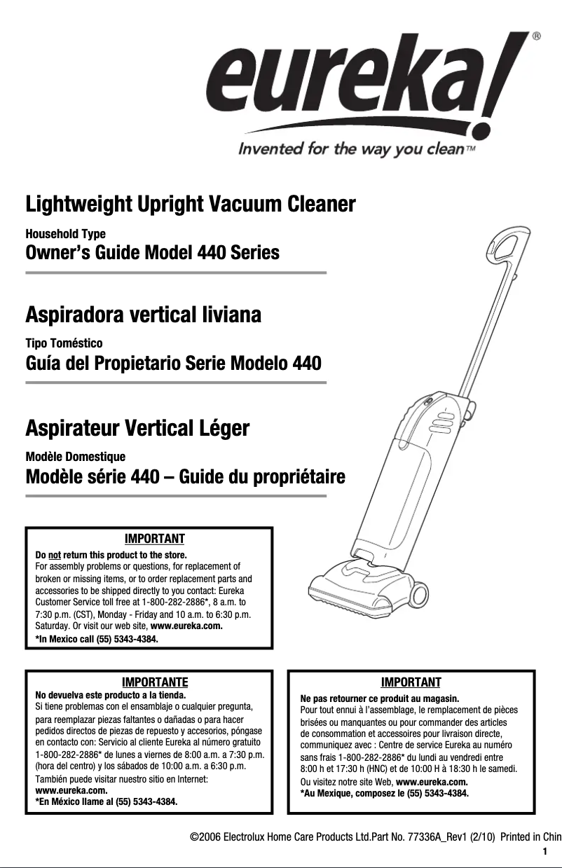 Page n°1 - Manuel utilisateur Electrolux SuperLite 443B