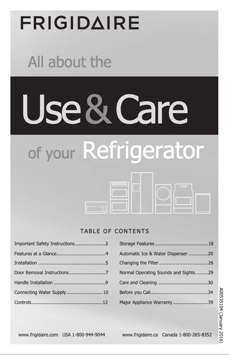 Page n°1 - Mode d'emploi Frigidaire FPSS2677RF