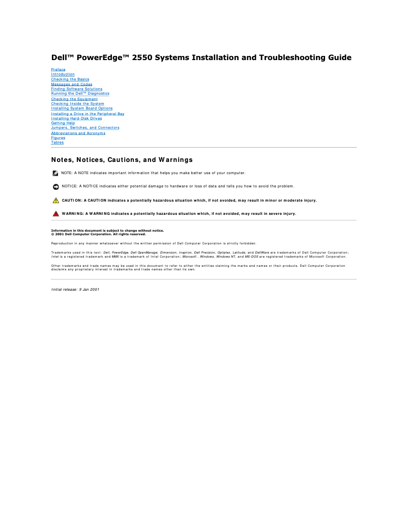 Page 1 de la notice Manuel utilisateur Dell PowerEdge 2550
