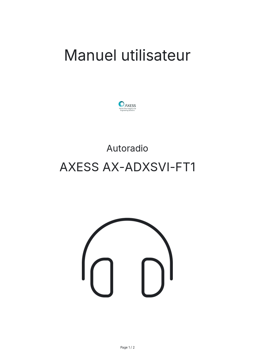 Image de la première page du manuel de l'appareil AX-ADXSVI-FT1