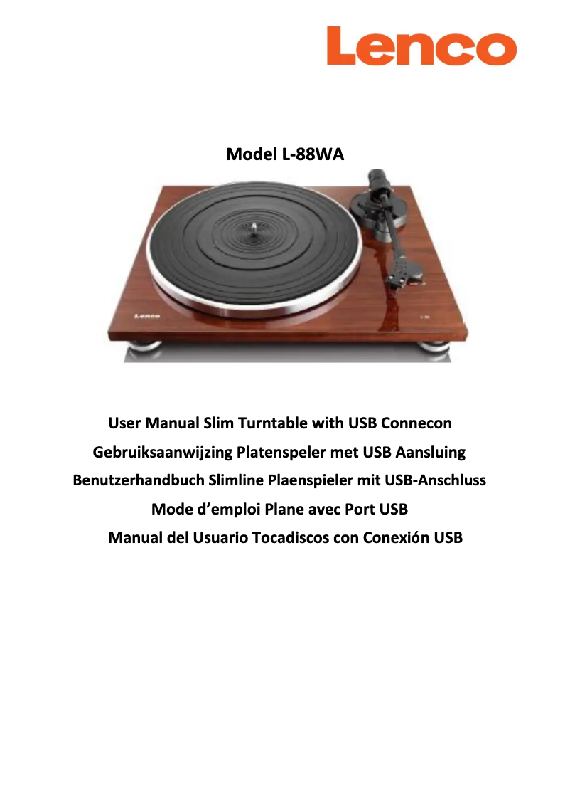 Page n°1 - Manuel utilisateur Lenco L-88WA