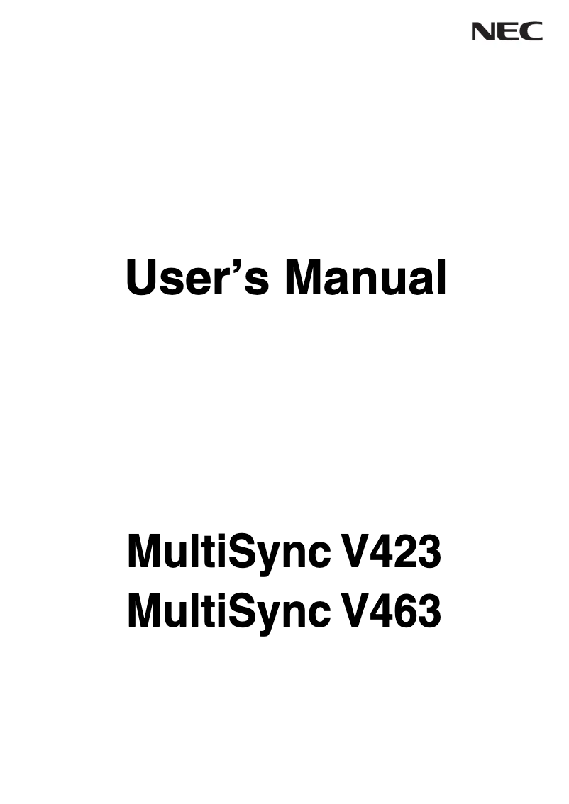 Page 1 de la notice Manuel utilisateur NEC MultiSync V423-AVT
