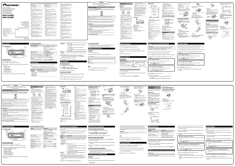 Image de la première page du manuel de l'appareil MVH-S300BT