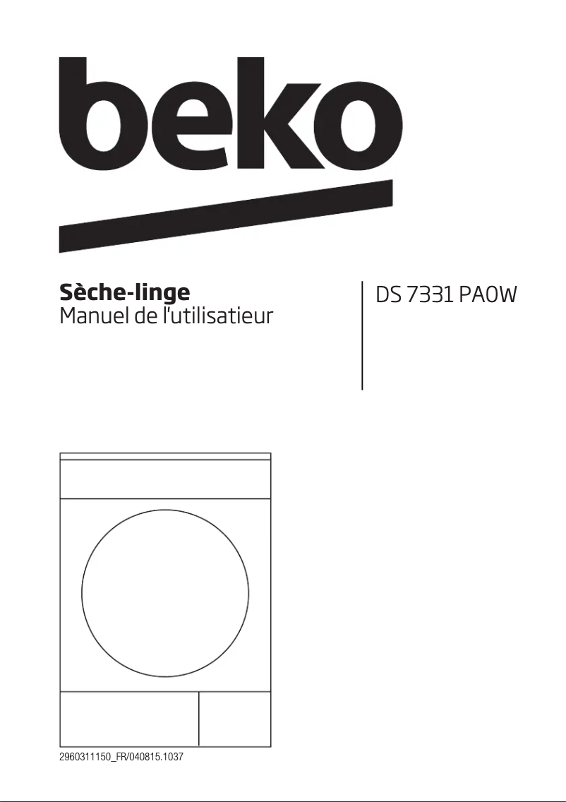 Page 1 de la notice Manuel utilisateur Beko DS 7331 PA0W