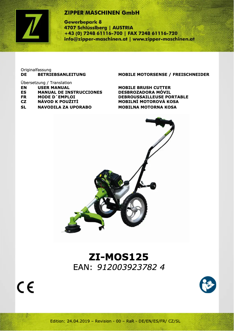 Page n°1 - Manuel utilisateur Zipper ZI-MOS125