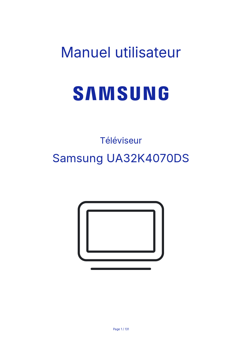 Page 1 de la notice Manuel utilisateur Samsung UA32K4070DS
