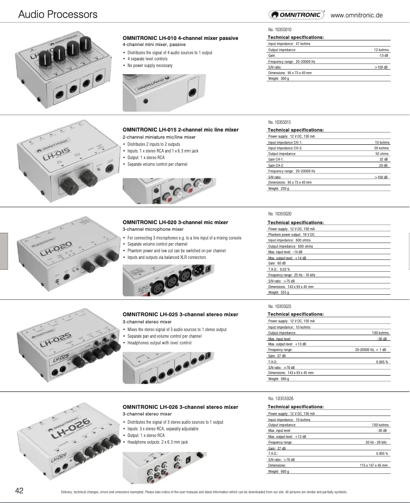Page 1 de la notice Catalogue Omnitronic LH-020