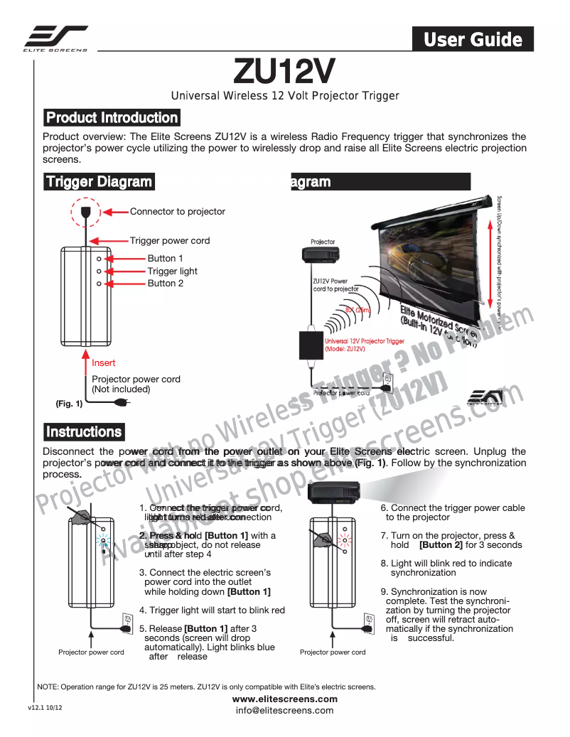 Image de la première page du manuel de l'appareil ZU12V