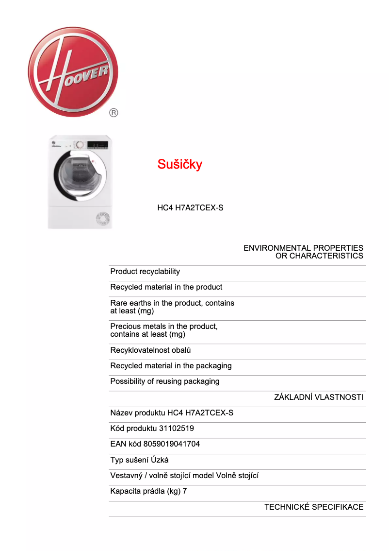 Image de la première page du manuel de l'appareil HC4 H7A2TCEX-S