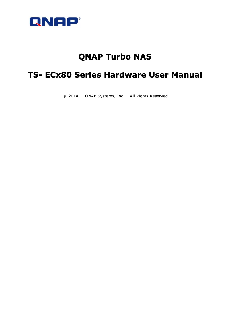 Page 1 de la notice Manuel utilisateur QNAP TS-EC880U-E3-4GE-R2