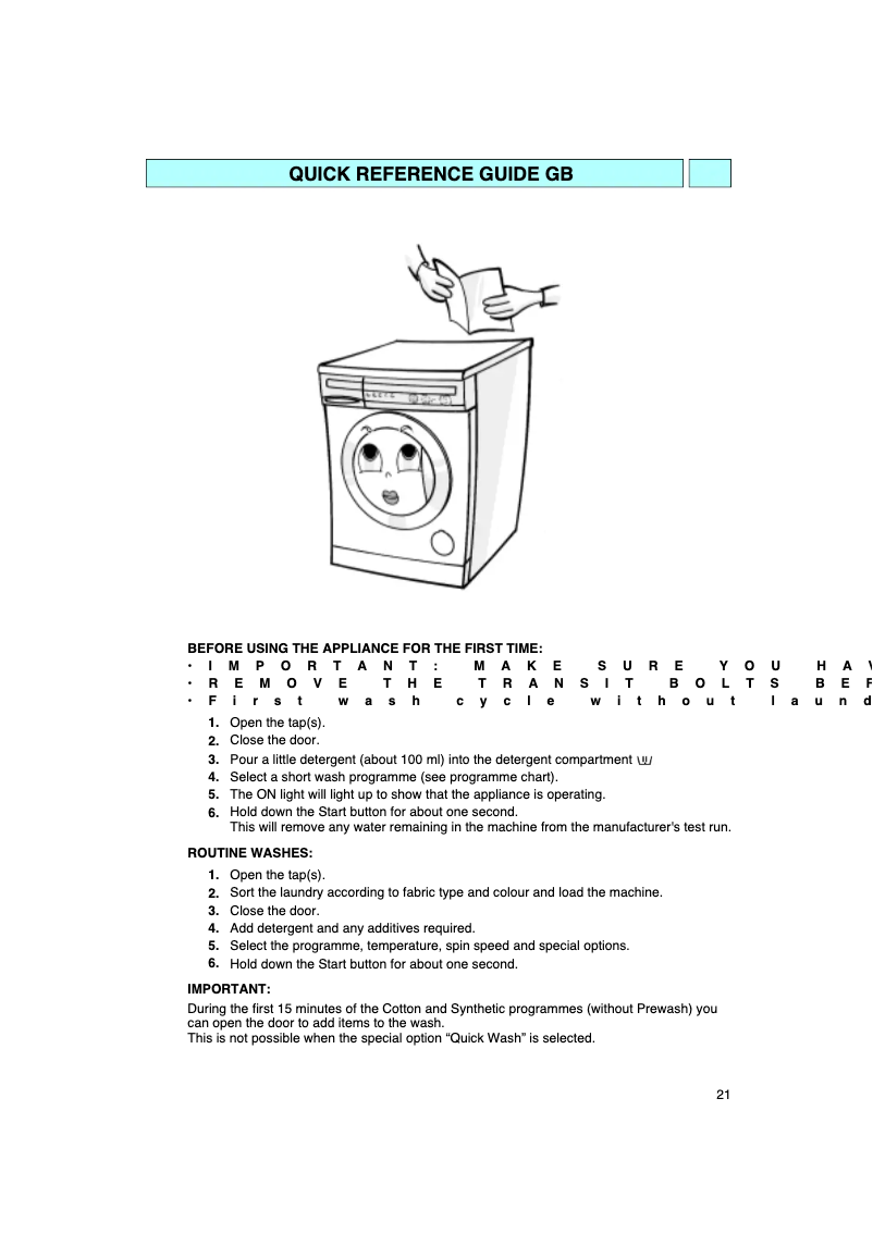 Image de la première page du manuel de l'appareil AWM 283