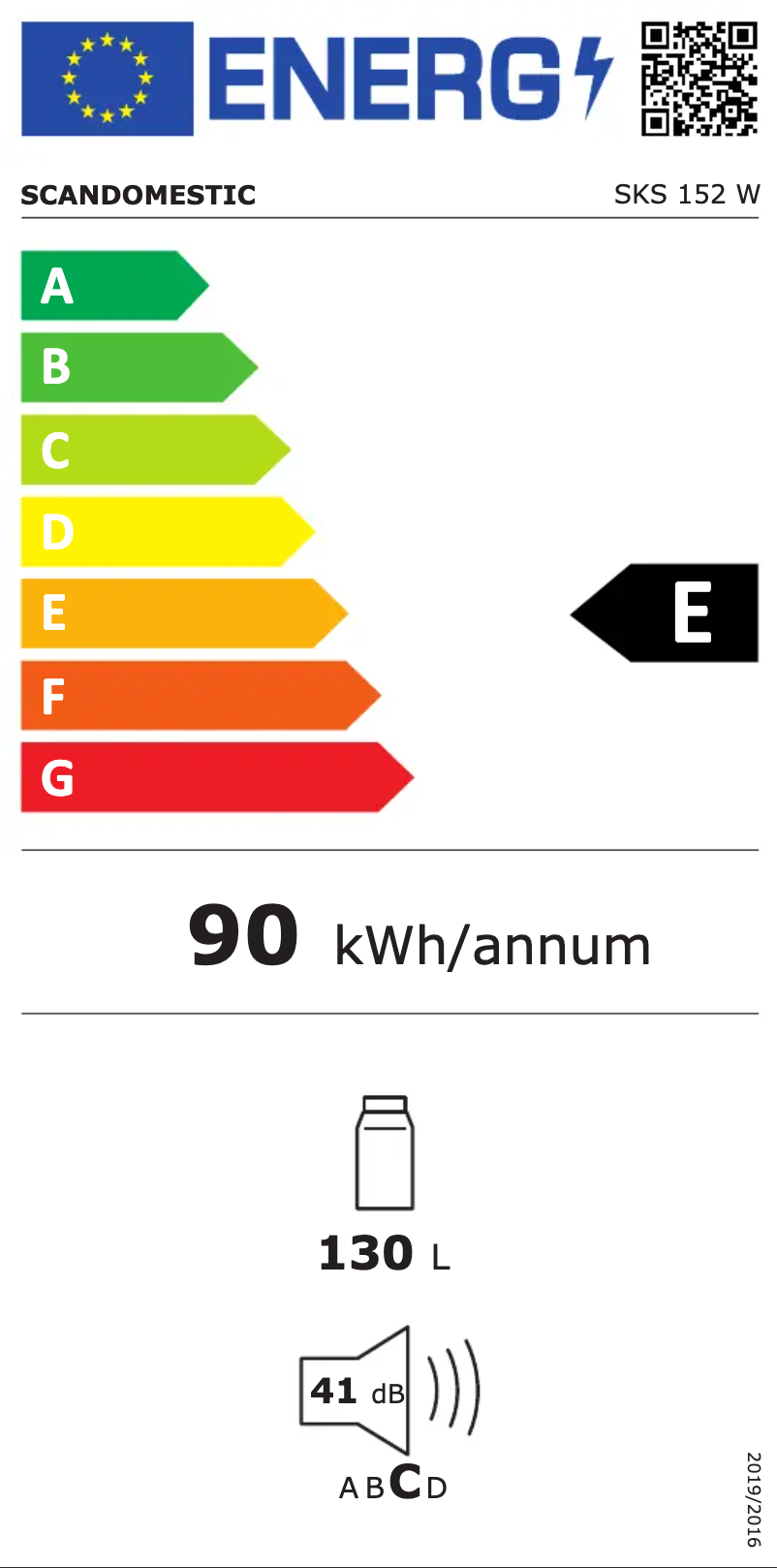 Page n°1 - Label énergétique Scandomestic SKS 152 W