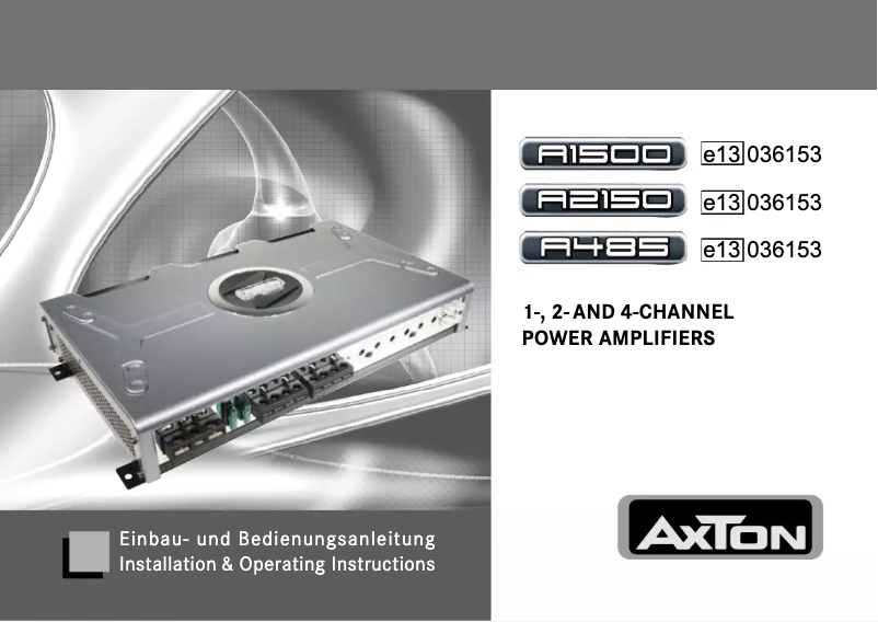 Page n°1 - Manuel utilisateur Axton A1500