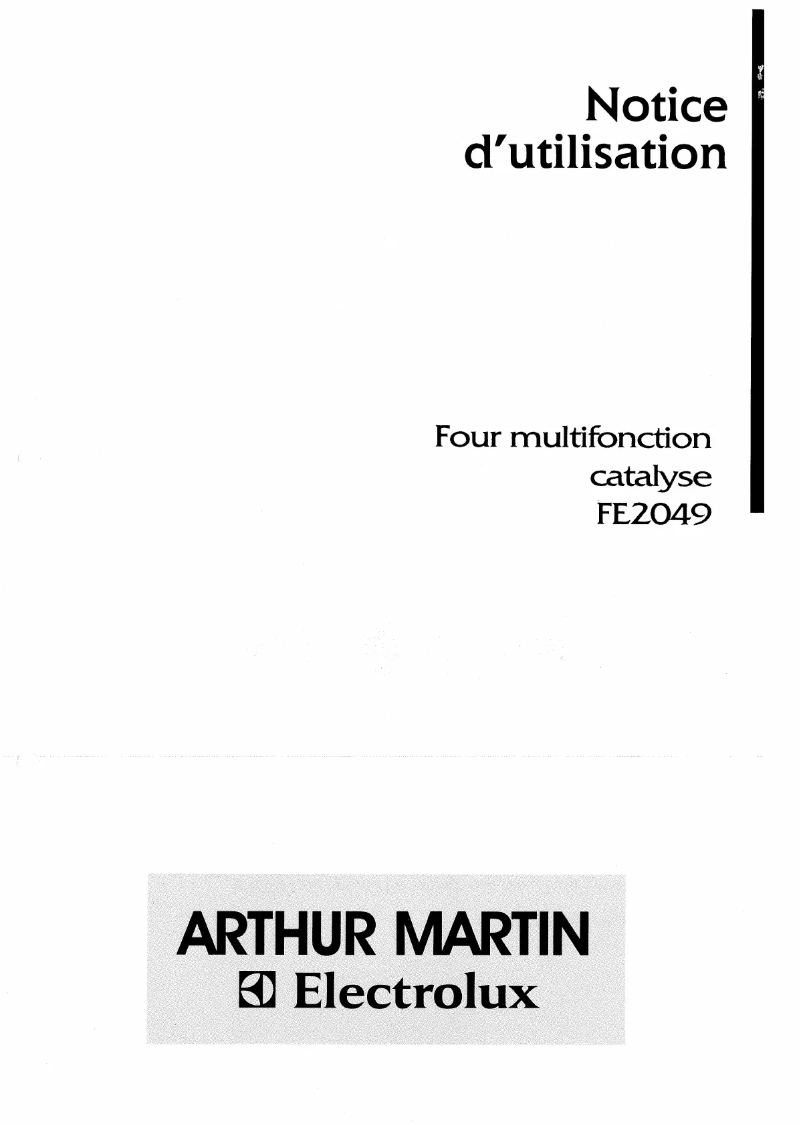 Page 1 de la notice Manuel utilisateur Arthur Martin-Electrolux FE 2049 W1