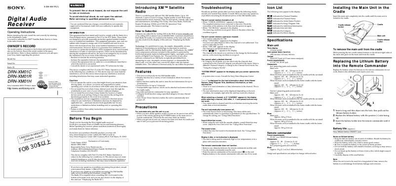 Page 1 de la notice Manuel utilisateur Sony DRN-XM01CK