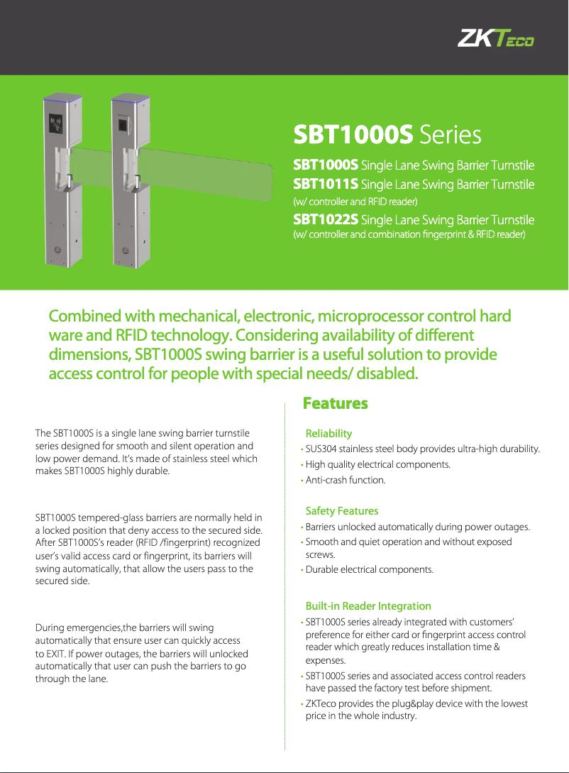 Image de la première page du manuel de l'appareil SBT1000S