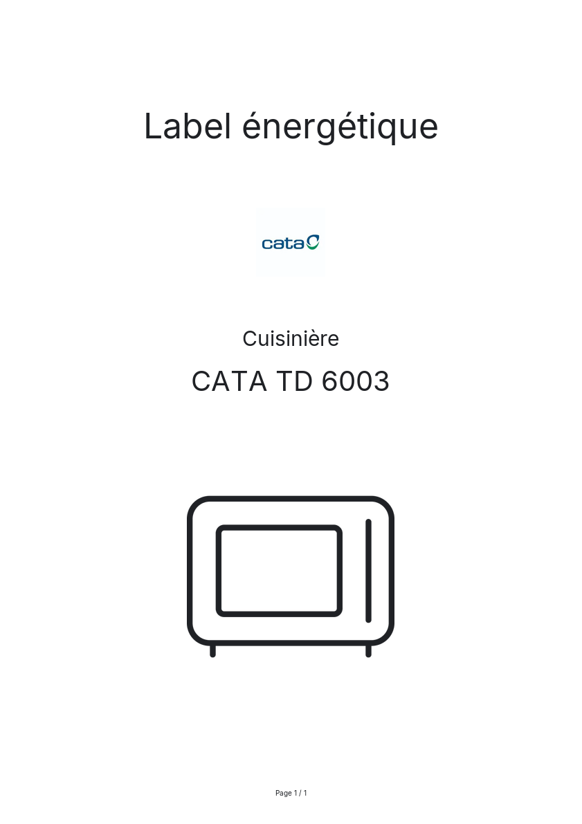 Page n°1 - Label énergétique CATA TD 6003