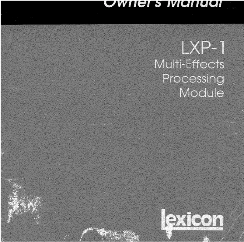 Page n°1 - Manuel utilisateur Lexicon LXP-1