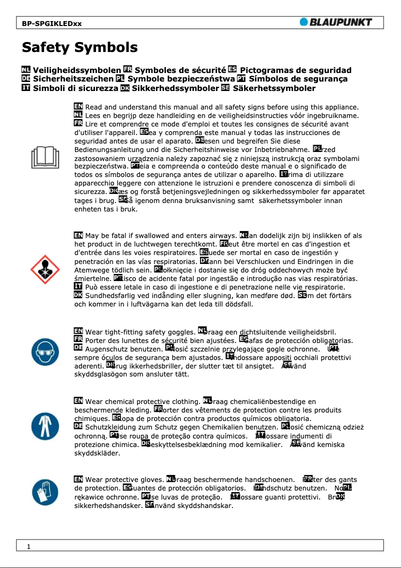 Image de la première page du manuel de l'appareil BP-SPGIKLED11